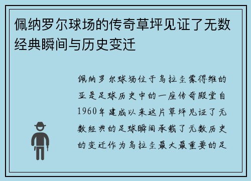 佩纳罗尔球场的传奇草坪见证了无数经典瞬间与历史变迁