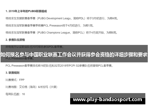 如何报名参与中国职业联赛工作会议并获得参会资格的详细步骤和要求