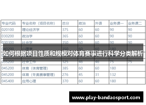 如何根据项目性质和规模对体育赛事进行科学分类解析