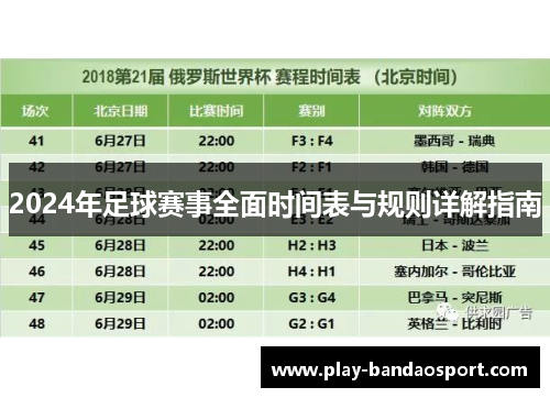 2024年足球赛事全面时间表与规则详解指南